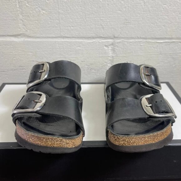 Birkenstock Arizona Big Buckle Black Leather Sandals Women's 38 EU/7 US Narrow - Picture 1 of 11